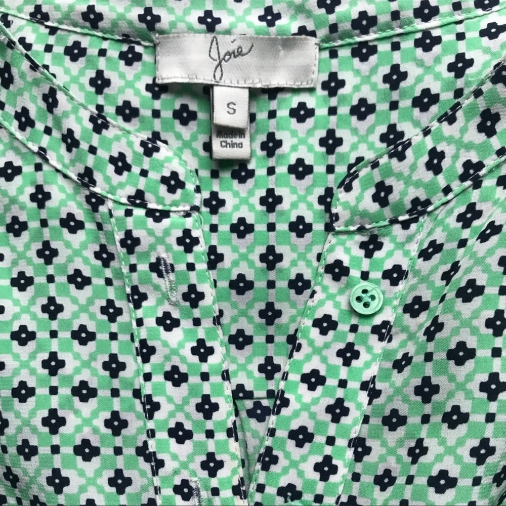 Joie Mini Geometric Print Silk Blouse - Picture 5 of 7